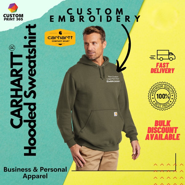 Carhartt ® Custom Embroidered Hoodie|Personalized Logo/Text Hooded Sweatshirt|Monogramed Pullover|Customizable Gifts For Unisex|CTK121