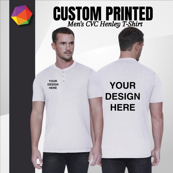 Custom Henley Tshirt, Custom Logo Tshirt, Mens Clothing, Business Logo Tshirt, Custom Logo Design Tshirt, Custom T-Shirt, Print on Demand