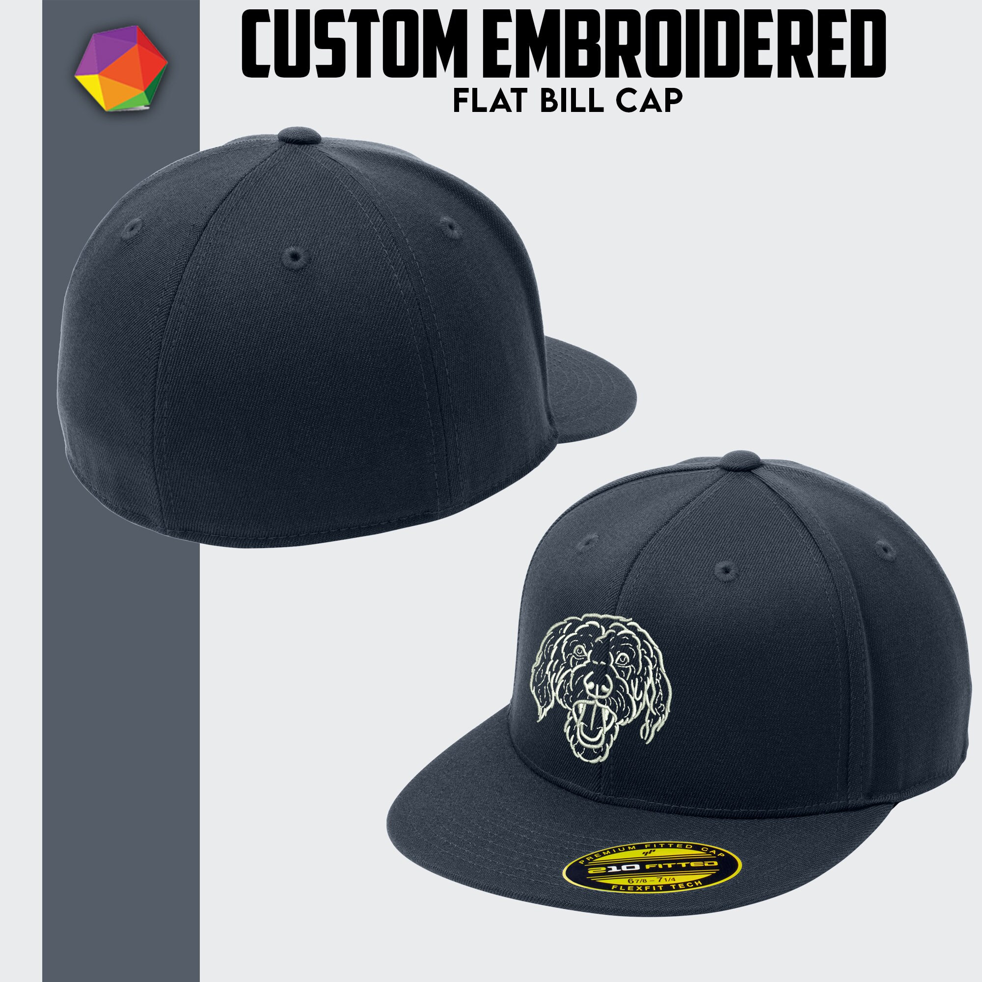 Custom Flexfit 210® Flat Bill Hat Custom Embroidered Hat Custom Fitted Hat  Custom Baseball Cap Custom Logo Hat Personalized Hats for Men - Etsy