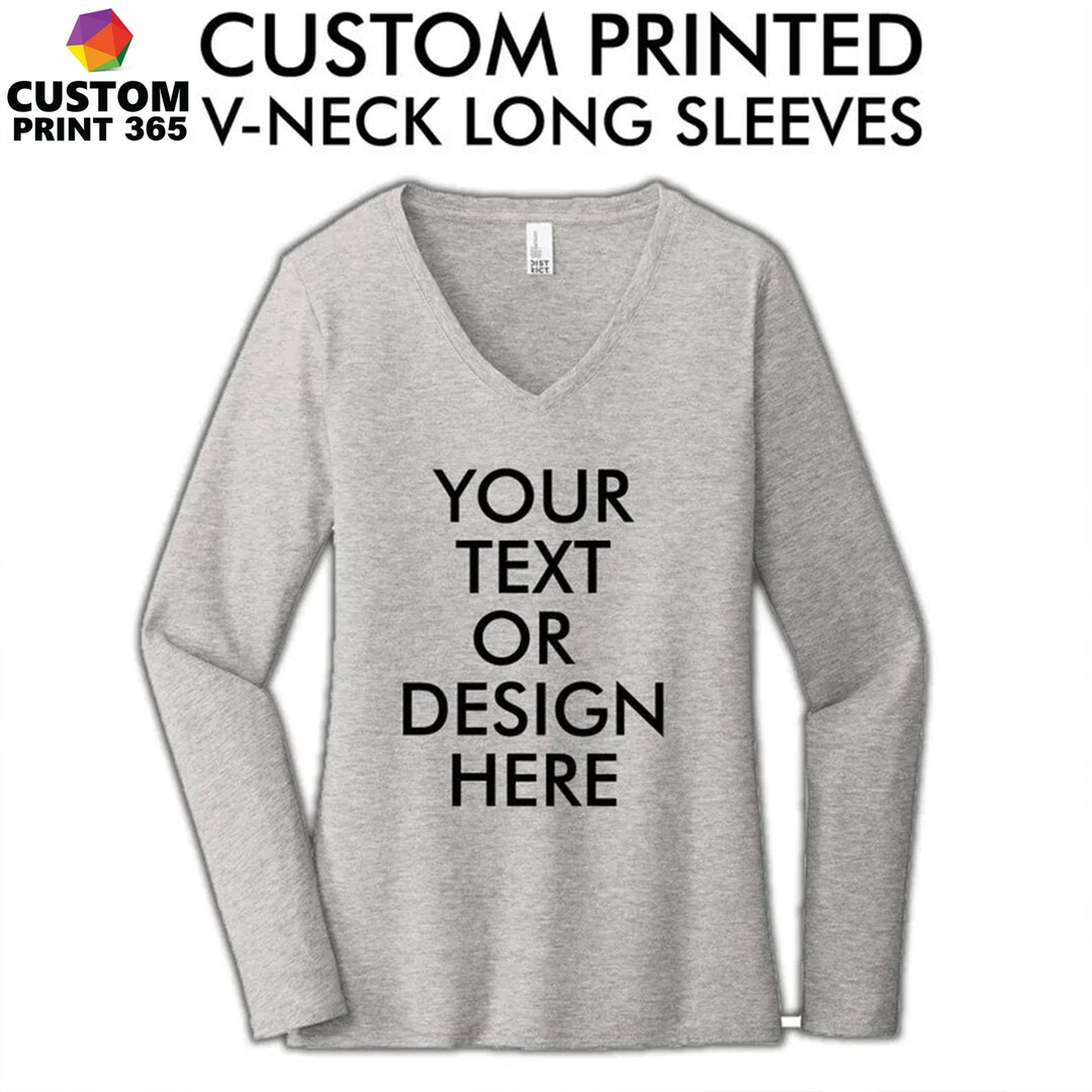 Custom V-neck Women T-shirtpersonalized V-neck Long Sleeve Teecustomize ...
