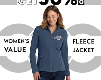 Fleece Full Zip Jacket: Women's Winter Outerwear, Custom Embroidery Available