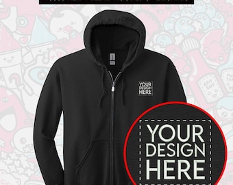 Custom Embroidered Sweatshirt Zip Up Hoodie Custom Full Zip Hooded Sweatshirt Personalized Logo Custom Hoodie Gildan® Hooded Zipper