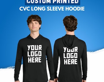 Custom Printed Long Sleeve Hoodie, Unisex Hooded Pullover, Front Back Printing