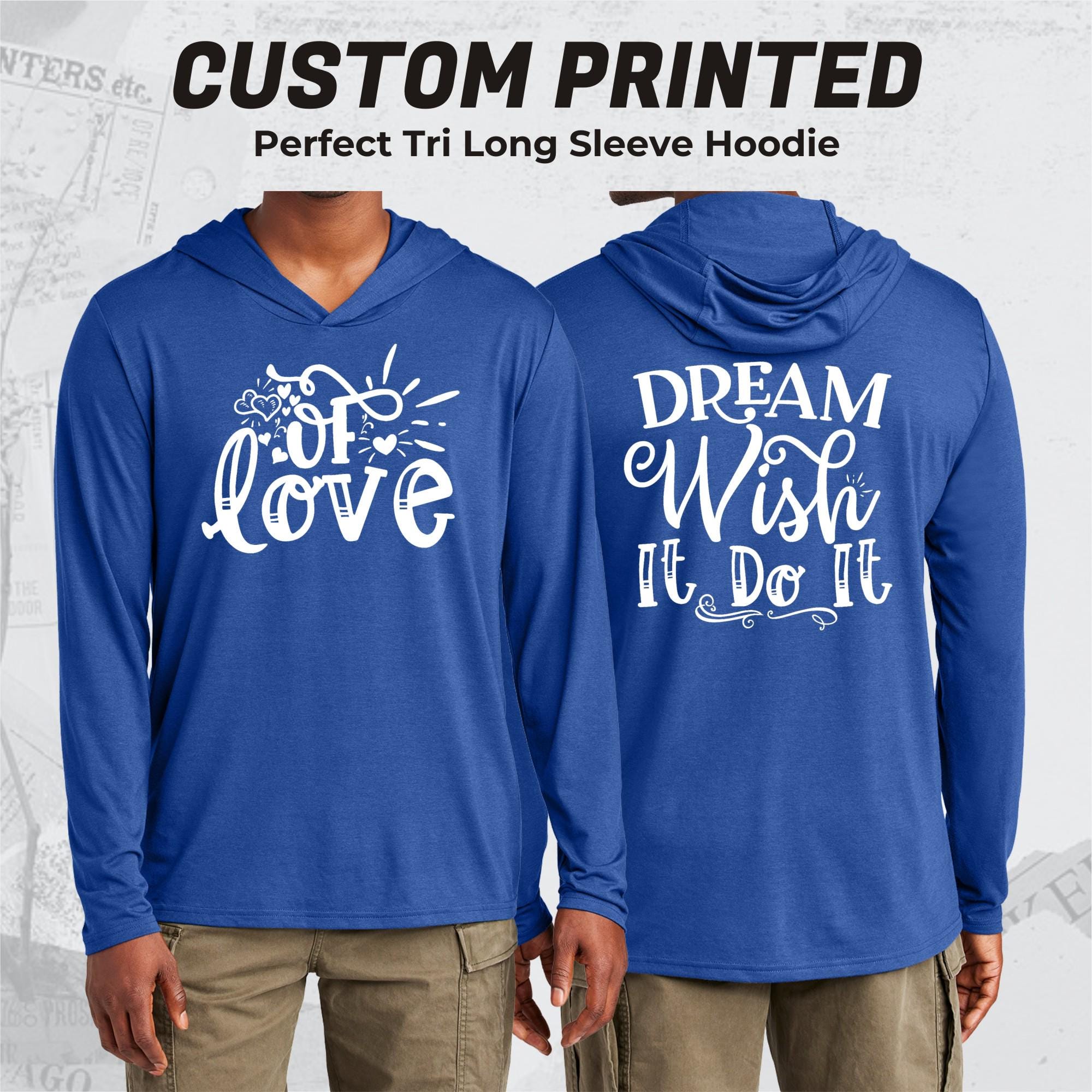 Custom Print Tri-blend Hoodie: Personalized Lightweight Sweatshirt 