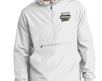 【GRAVER】Dot Logo Embroidered White Clip Windbreaker all-over-print-womens-cropped-