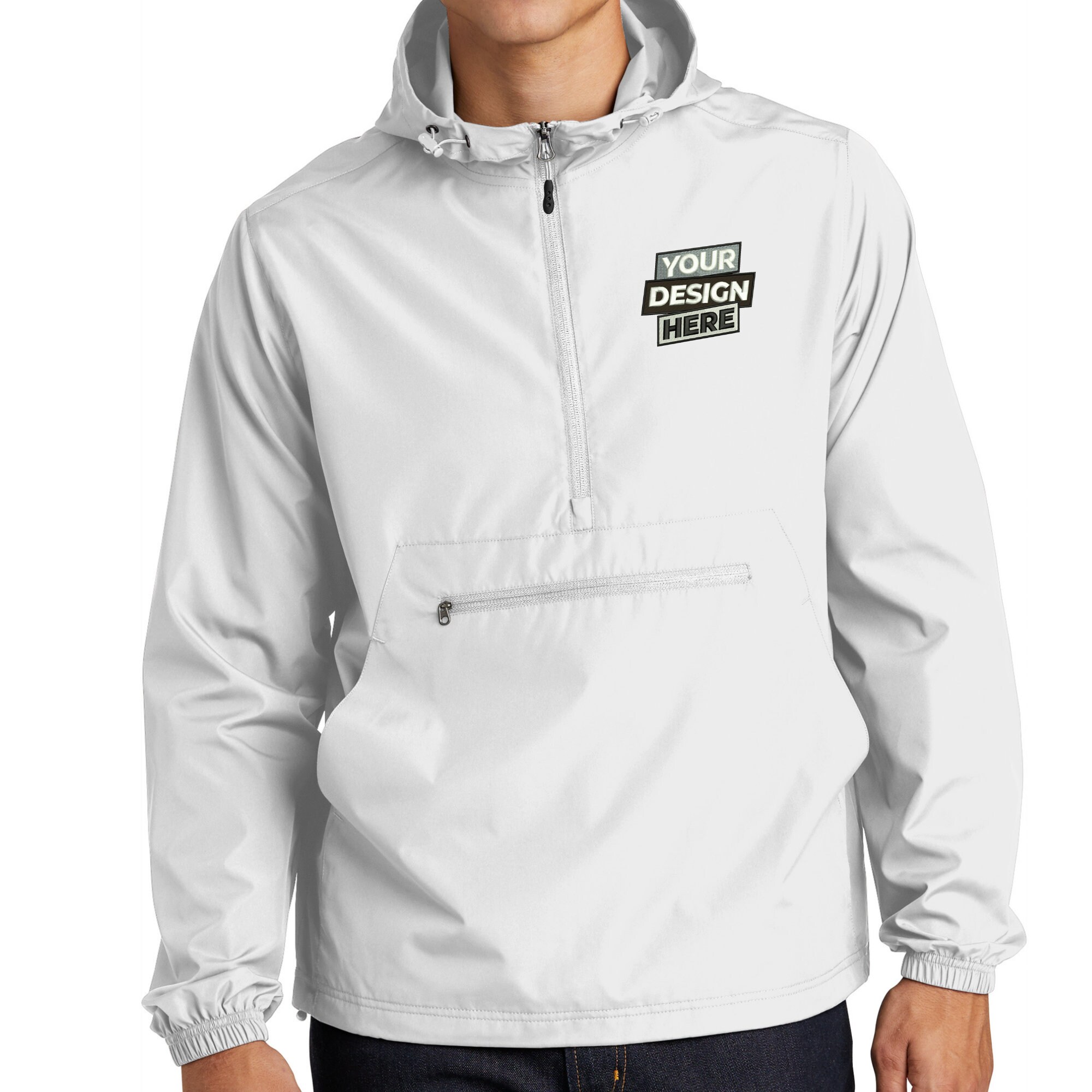 Custom Embroidered Anorak Pullover, Custom Embroidery Jacket