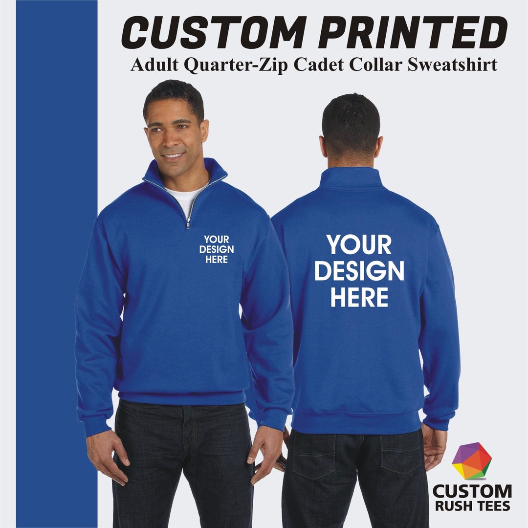 Jerzees® Custom Printed 1/4 Zip Custom Quarter Zip Sweatshirt Monogram Sweatshirt Custom Logo