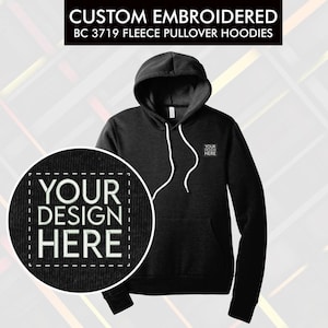 Custom Embroidered Hoodie - Personalized Logo Text Design - Hooded Sweatshirt Customized Embroidery Hoodies Kangaroo Pockets Pullover Unisex