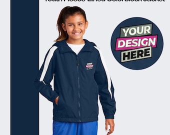 Youth Custom Embroidered Fleece Lined Colorblock Jacket