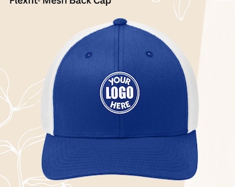 Customized Caps, Flexfit Mid Profile Mesh Back Cap, Baseball Hat, Custom Embroidered Logo Hat