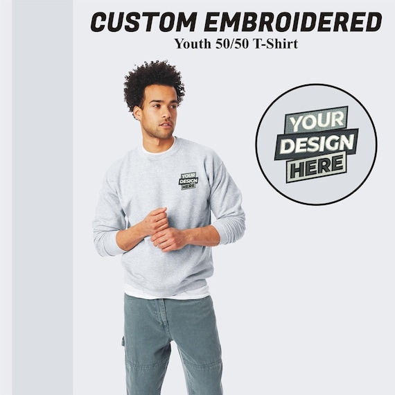 Hanes Custom Crewneck Sweatshirt Customized Unisex Sweatshirt Personalized Crewneck Custom Embroidery Personalized Gift Gift for Him Etsy