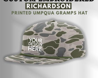Richardson Camo Prints Structured Gramps Cap: Custom Embroidered Logo/Design/Text Hat, Provides UPF 50+