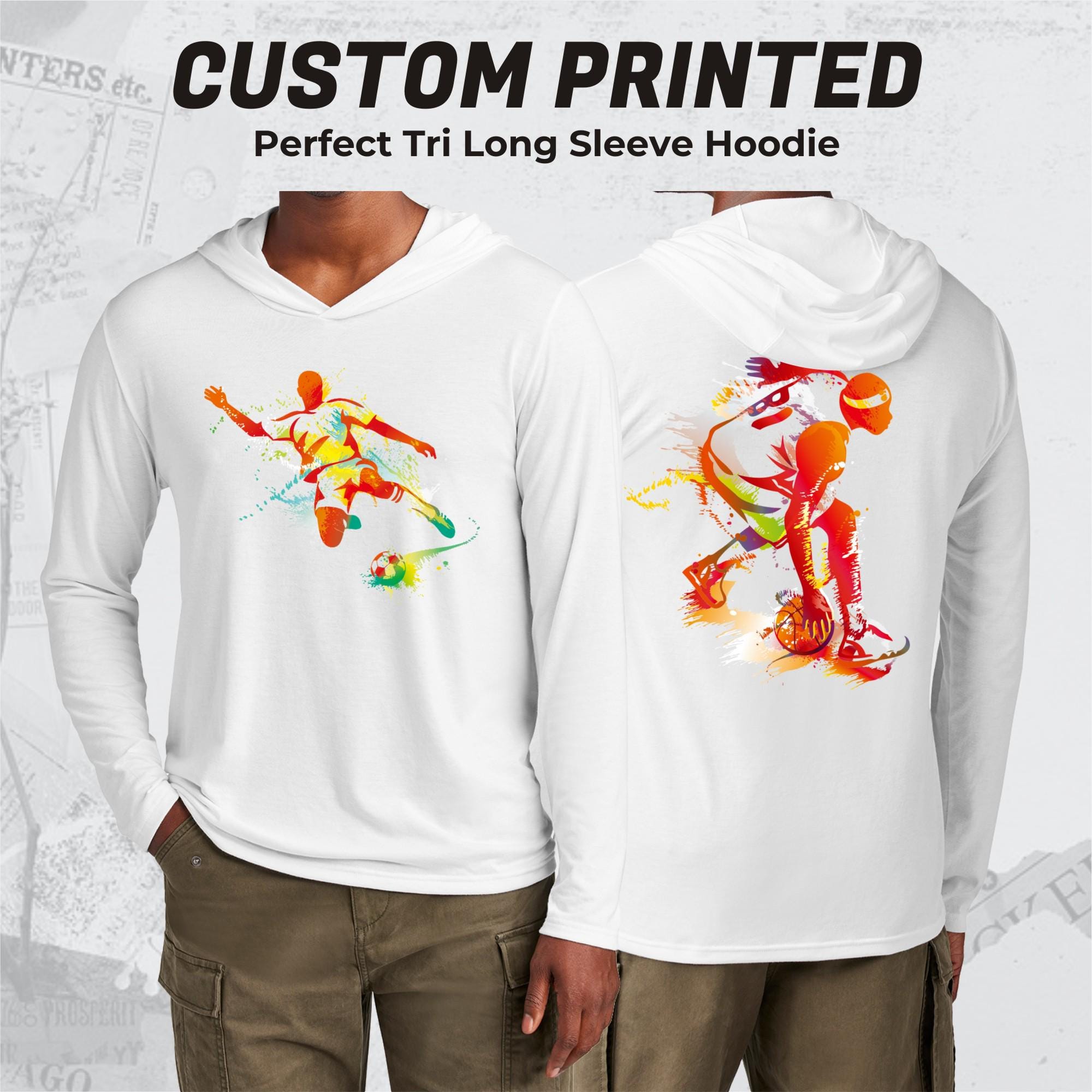 Custom Print Tri-blend Hoodie: Personalized Lightweight Sweatshirt 