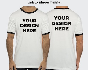 Custom Printed Ringer T-Shirt: Personalized 100% Cotton Tee