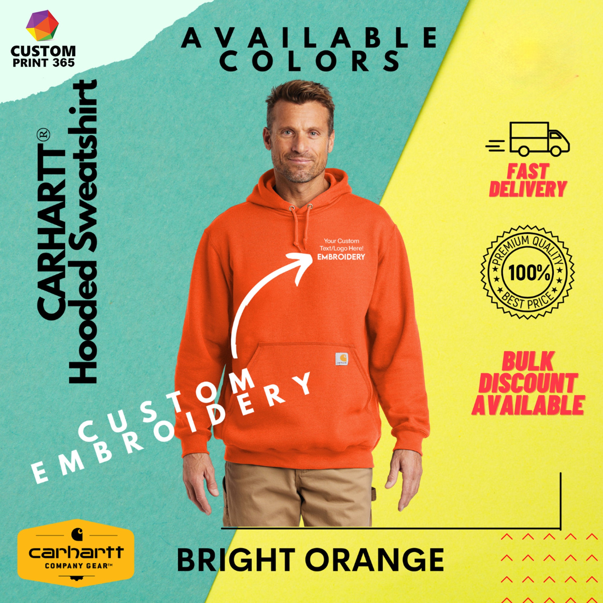 Carhartt CTK121 Hoodie with Custom Embroidery