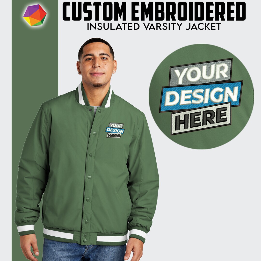 Custom Embroidered Jacket, Custom Men's Varsity Jacket, Custom Embroidery Logo Jacket, Custom