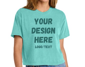 Custom Comfort Colors Women's Heavyweight Boxy Tee Personalized Cotton Oversized Crop T-Shirt Graphic Shirt
