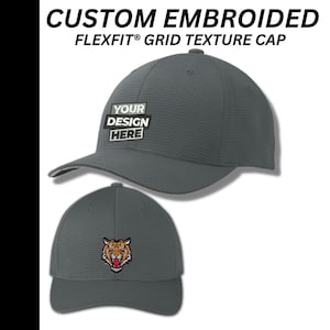 Custom Embroidered Flexfit Cap: Grid Texture Personalized Hat