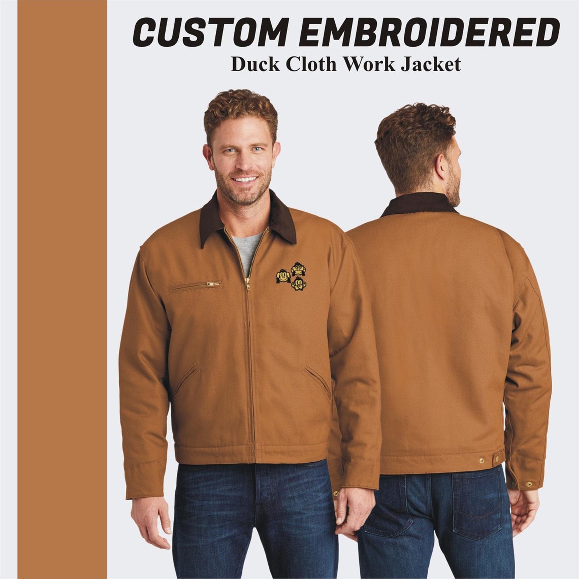 Embroidered Duck Cloth Work Jacket: Personalized Full Zip Fall