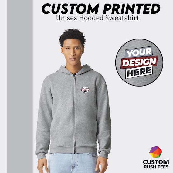 Custom Zip up Hoodie Customized Logo Back on Zipper Hoodie