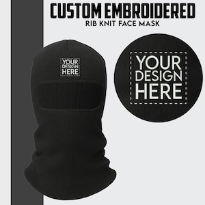 Custom Embroidered Face Mast Custom Rib Knit Face Mask Custom Embroidery Logo Custom Embroidered Balaclava Face Mask Winter Full Face Mask