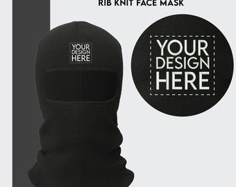 Custom Embroidered Rib Knit Balaclava: Winter Face Mask