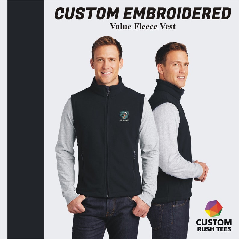 custom vest	custom jacket	custom fleece	embroidered jacket	fleece vest	personalized vest	custom sweater	sweater vest	Fall Apparel	Mens Clothing	full zip vest	fall clothing	custom embroidery