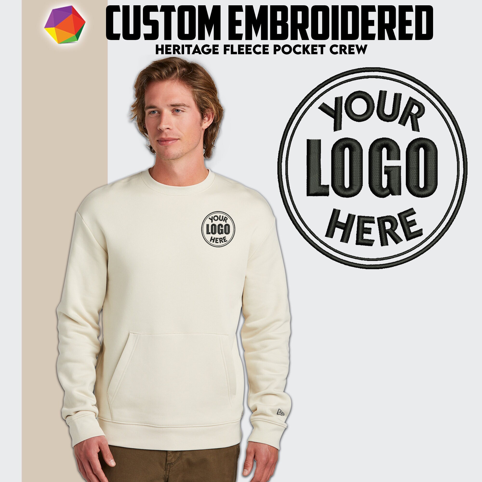 Custom Embroidered Crewneck Sweatshirt Custom New Era Heritage