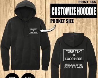 Business Logo Custom Men's Hoodie, Design your Hoodie words on back, Custom Hoodies with logo, Personalized Hoodie, Custom Text Hoodie Gift