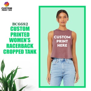 BELLA+CANVAS ® Custom Tank Top, Personalized Women Racerback, Customize Cropped Tank, Your Own Design, Print On Demand, Gift For Her, BC6682