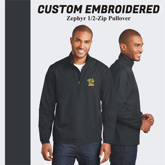 Custom Embroidered 1/2 Zip Pullover: Windbreaker Sweatshirt