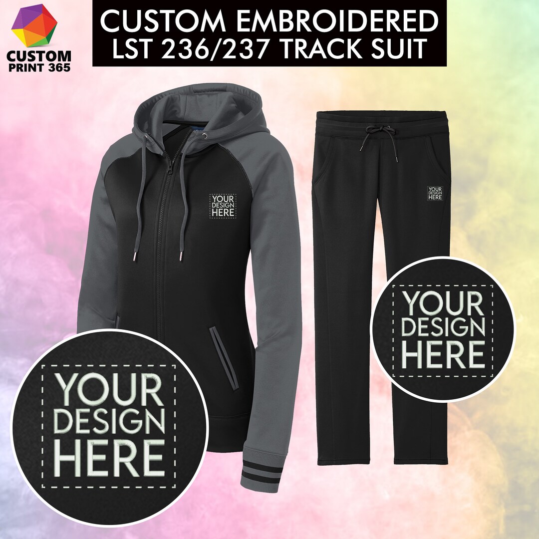 Sporttek® Two Pieces Women Tracksuit, Custom Embroidered Hooded Jacket