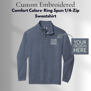 Comfort Colors® 1580 - Sweat-shirt brodé personnalisé avec fil filé à anneau et fermeture éclair 1/4 | Logo personnalisé | Sweat vintage