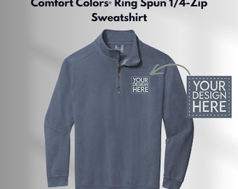 Comfort Colors® 1580 Custom Embroidered Ring Spun 1/4-Zip Sweatshirt | Personalized Logo | Vintage Sweatshirt