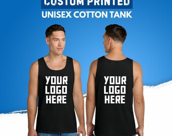 Custom Printed Unisex Cotton Tank, Add Your Text or Photo, Front Back Printing