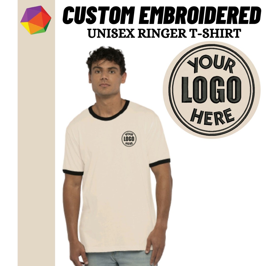 Custom Embroidered Ringer T-shirt: Next Level Apparel, 100% Cotton - Etsy