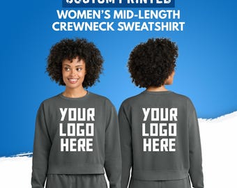 Comfort Colors® Women's Drop Shoulder Sweatshirt, Custom Printed Crewneck, Design Your Own Logo Text