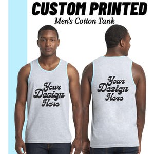 Custom Mens Cotton Tank Top, Custom Tank Top, Workout Tank Top, Summer Tank Top, Personalized Prints, Gift For Him, Men&#39;s Clothing, Gym Wear