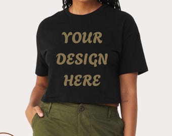 Custom BELLA+CANVAS Women's Crop Tee Personalized Cotton Oversized Boxy T-Shirt Graphic Shirt
