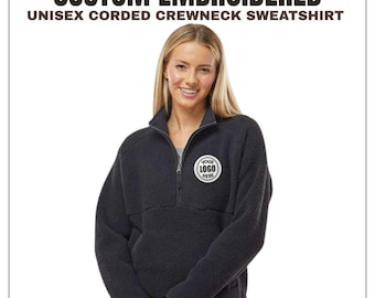 Custom Logo Quarter Zip, Sherpa Pullover, Monogram Fleece Jacket Women, Custom Sweatshirts Half Zip, Mothers Days Gift