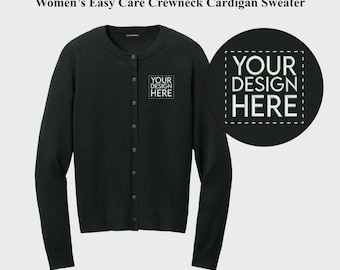 Custom Embroidered Women's Crewneck Cardigan: Business Logo Sweater