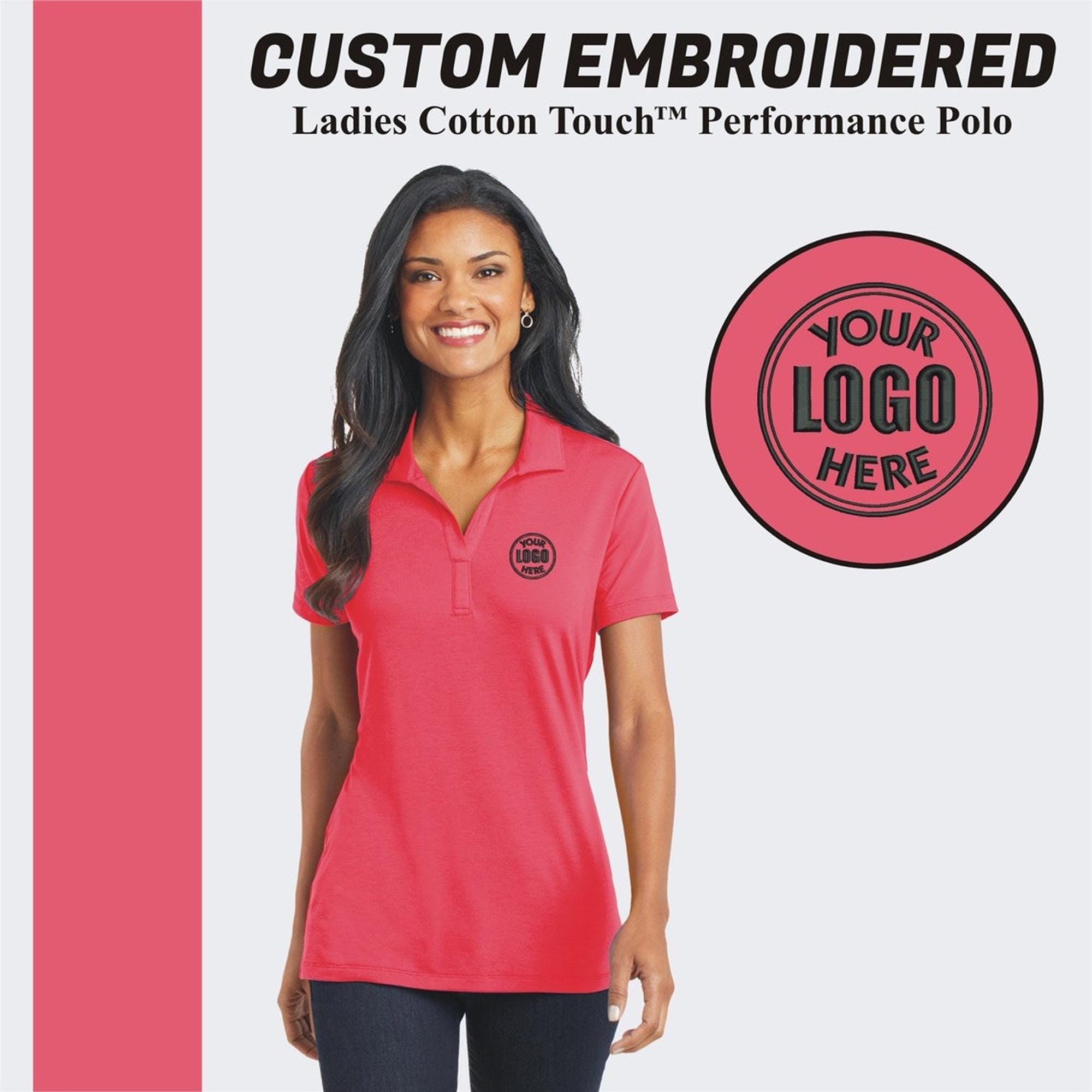 Custom Embroidered Women's Performance Polo: Business Logo Y-Neck Shirt