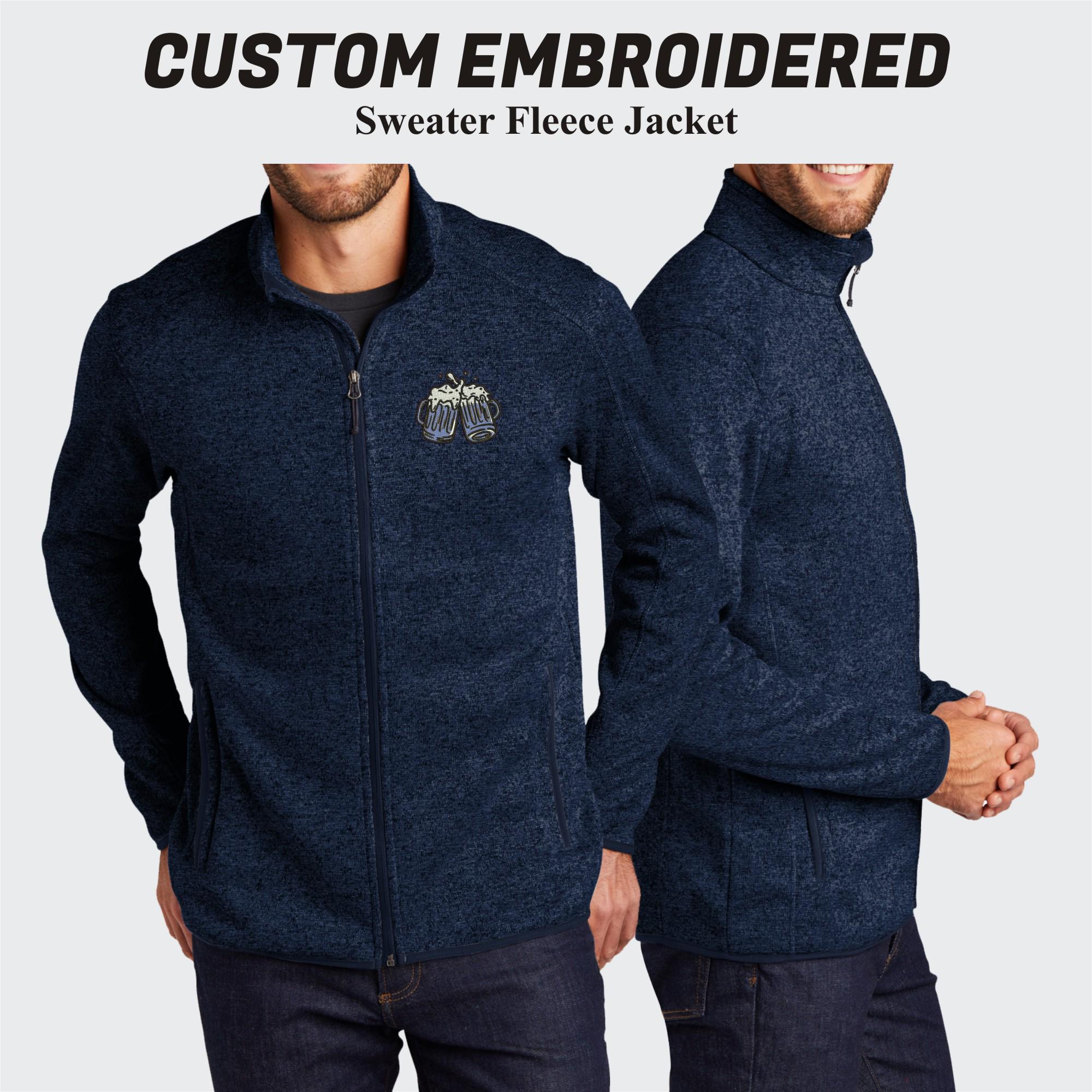 Custom Embroidered Men's Fleece Sweater Jacket: Personalized Logo - Etsy