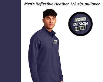 Pull 1/2 zip brodé personnalisé : sweat chiné Sport-Tek réfléchissant