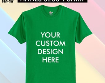 Hanes® 100% Cotton Unisex T-Shirt, Custom Printed Shirt, Personalized Design T Shirts, Blank Tee, Make Your Own, Business Logo Tshirt, Bulk