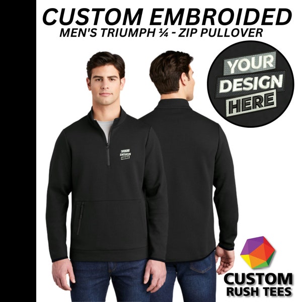 Custom Embroidered 1/4 Zip Custom Quarter Zip Sweatshirt Monogram Sweatshirt Custom Logo Pullover Personalized Logo Fall Clothing Mens Wear