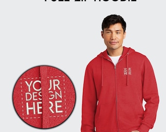 Custom Men's Fleece Full-Zip Hoodie: Custom Logo Branding | Personalized Zip Up Sweatshirt