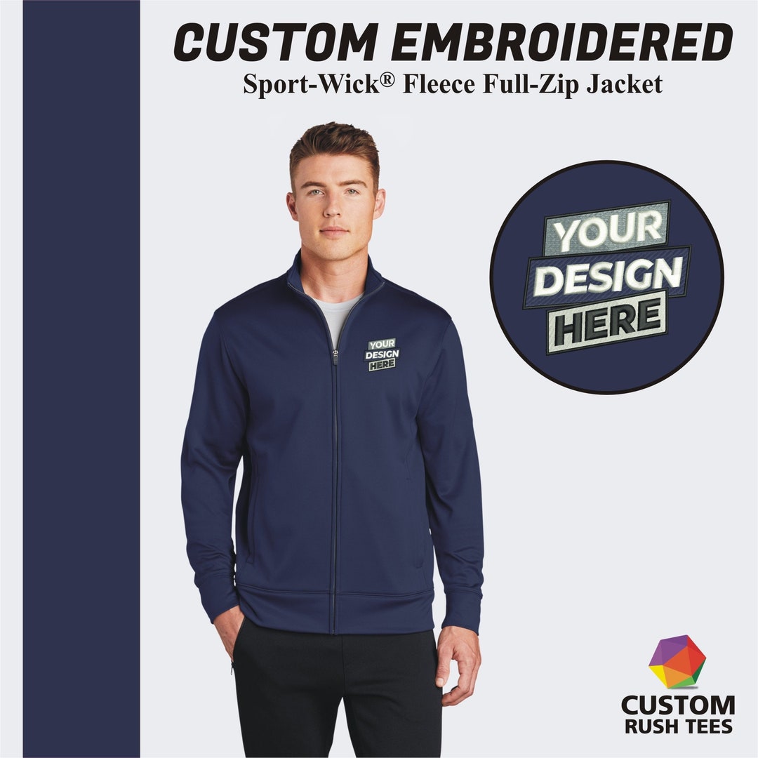 Custom Embroidered Jacket, Fleece Fullzip Men's Jacket, Custom Logo