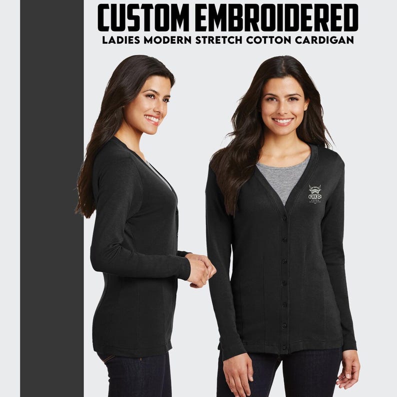 Customize Cardigans Custom Embroidered Cotton Stretch Cardigan: Personalized Women's ...