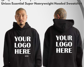 Personalized Heavyweight Hooded Sweatshirt: Business Logo, Oversized Fit, Essential Hoodie, Streetwear Hoodie, Relaxed Fit, Shaka Wear
